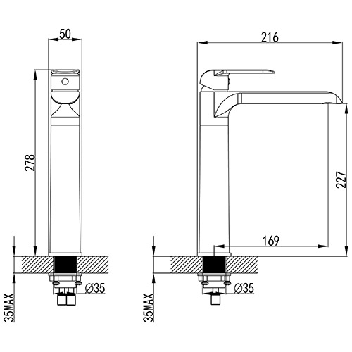 ikon kara high rise basin mixer