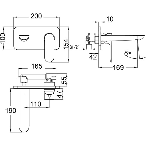 ikon banda wall basin mixer hyb22-601-s
