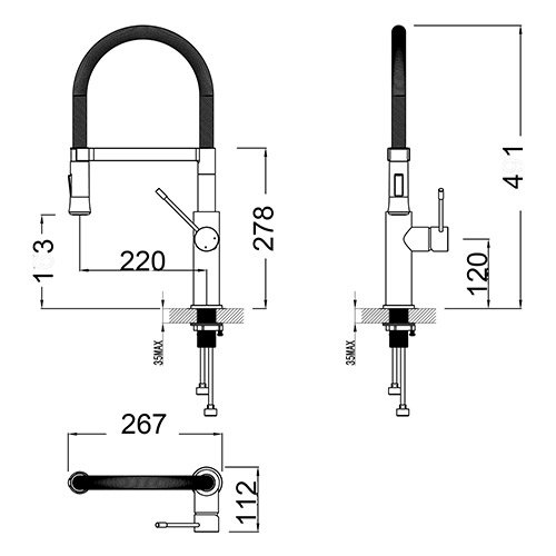 ikon scotia pull out kitchen sink mixer hyb99-101_s