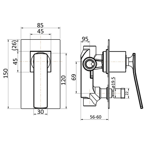 Aiko Wall Mixer With Diverter - Image 2