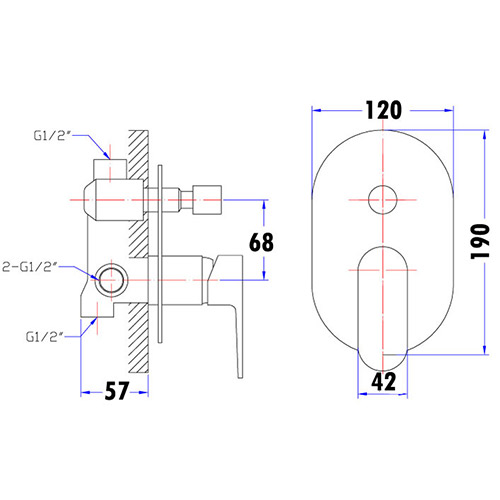 Dove Wall Mixer With Diverter - Image 2