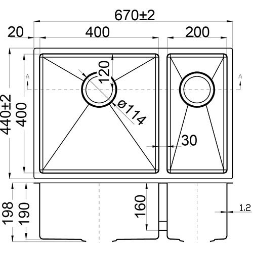 p&p eden above under mount one and a half sink ps670dr-s