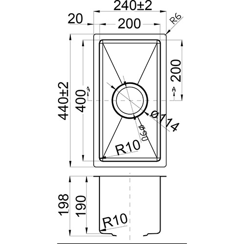 p& -eden above under mount single sink ps200r-s