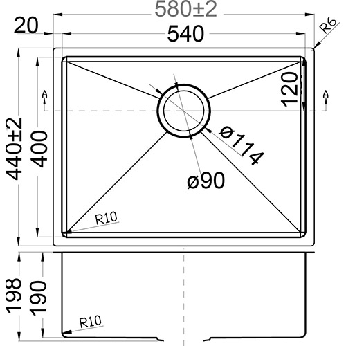 p&p eden above under mount sink ps540r-s
