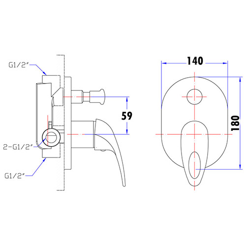 Mina Wall Mixer With Diverter - Image 2