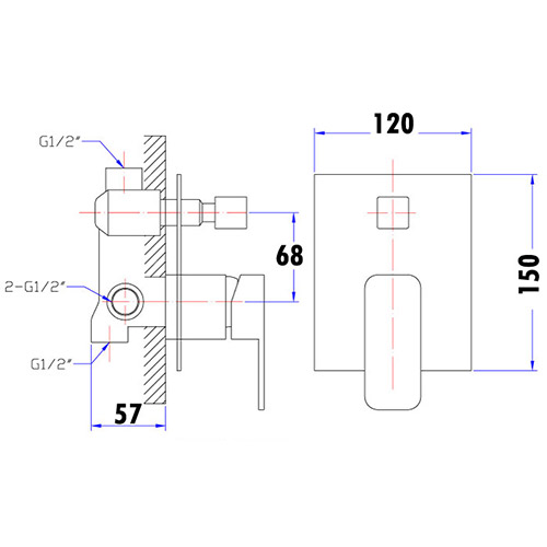 Nova Wall Mixer With Diverter - Image 2