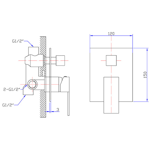 Rosa Wall Mixer With Diverter - Image 3