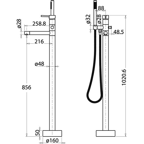 HY Round Bath Filler With Hand Shower - Image 2