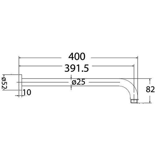 PRY Round Horizontal Shower Arm - Image 4