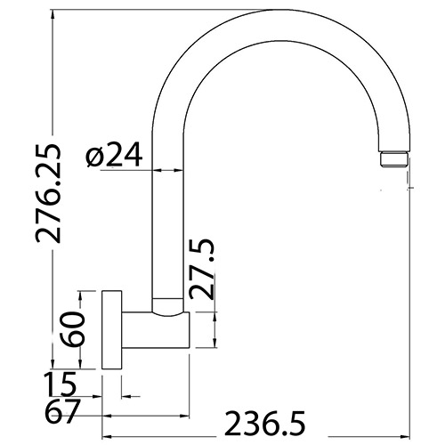 PRY Round P Type Shower Arm - Image 2