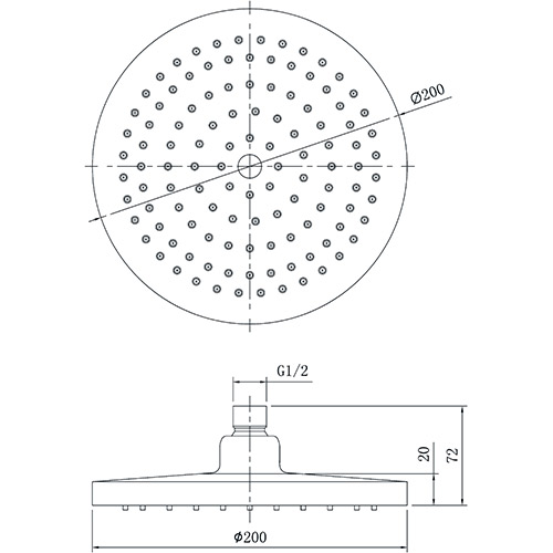 Opus Type Two Round Plastic Shower Head - Image 2