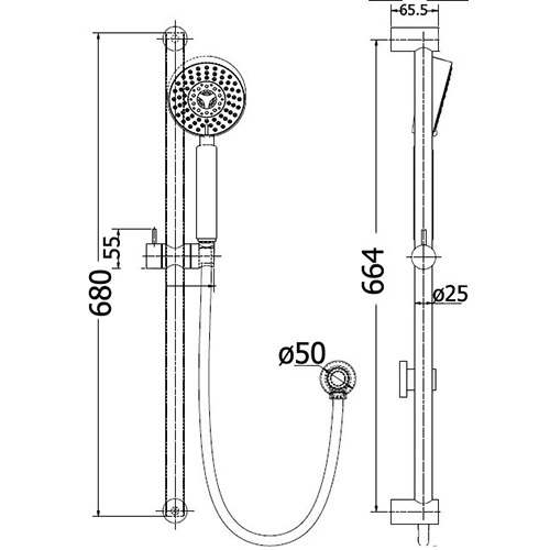 PSH1 Sliding Shower Rail - Image 2